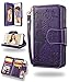 FLYEE iPhone 8 Case, iPhone 7 Wallet Case, 9 Card Slot PU Leather Magnetic Protective Cover with Mirror and Detachable Wrist Strap for iPhone7 iPhone8 4.7 Inch Purple