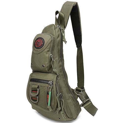 Sling Backpacks, Sling Chest Bags Shoulder Fanny Pack Crossbody Bags for Men Women Outdoor Travel Walking Dog Running (Army green)