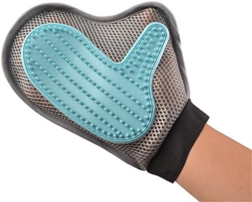 Pet Grooming Glove for Dogs & Cats, Gentle Deshedding Brush Glove + Efficient Soft Pet Hair Remover Mitt 2 in 1 Massage Combing Tool for Bunny, Small Pets and Horse with Long or Short Hair- 1 Pack
