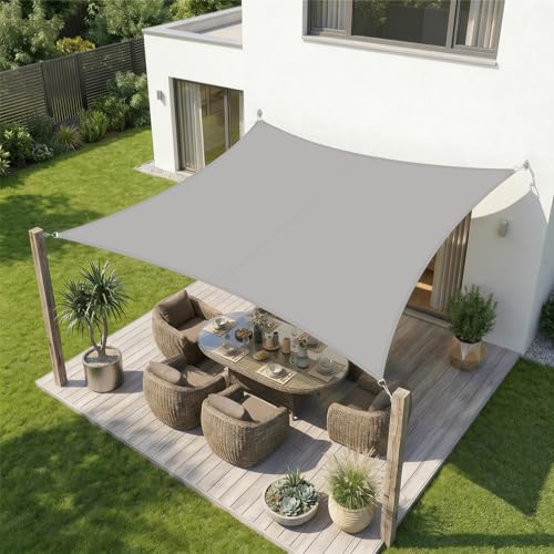 Sekey Sonnensegel Wasserdicht 4x5m Rechteckig, Sonnenschutz hochdichtes PES 160g/m² Wetterfest & Reißfest, Nahtversiegelung (Zuverlässig Dicht) & 95%