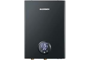 Electric Tankless Hot Water Heater, ECOTOUCH 18kW on Demand Instant Water Heaters 240V, ETL Certificated Self-Modulation Point of Use Hot Water Heater Whole House ECO180B Black