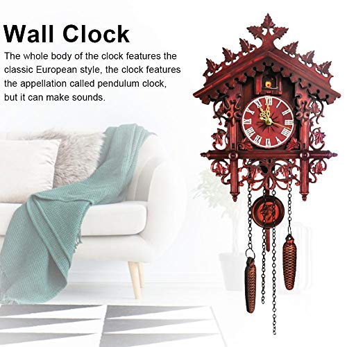 isilky Cuckoo Clock, Cuckoo Wall Clock, Roman Numerals, Black Forest, Wooden Cuckoo Clock, Black Forest, Hand-Carved Cuckoo Clock House Decoration(No Sound)