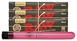 RAW Black Natural Unrefined King Size Slim Rolling Papers (3 Packs) with Rolling Paper Depot XL Kewl Tube