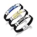 Ubeauty1999 Stainless Steel Crucifix Cross Leather Bracelets Cuff Bangle Wrist Band Blacelet, Black/Blue (3Pcs/ Set Bracelet)