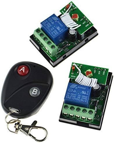 12V 10A One Channel Relay RF Wireless Remote Control 2 Receivers Momentary Switch by Home Improvement