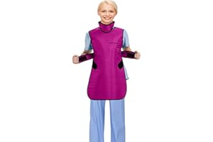 Heytaful Xray Radiation Apron Shield Half Lead Apron for 0.5mmpb X-Rays Medal Red XL with Lead Thyroid Shield Collar Lightweight