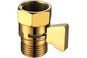 Angle Simple Shower Flow Control Valve, Brass Water Shut Off Valve for Handheld Shower Hose, Flow Restrictor, Gold