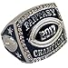 Decade Awards 2017 Fantasy Football Champion Ring with Rhinestone Border | Heavy FFL League Champ Ring with Stand (Gold or Silver Tone)