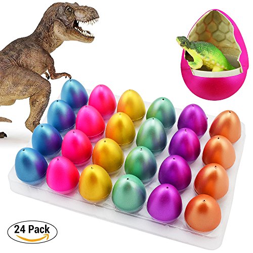 Blu7ive Hatch and Grow Easter Dinosaur Eggs - Novelty Hatching Toy with Mini Toy Dinosaur Figures Inside for kids, 24 Pack, 1.9x 1.5inch