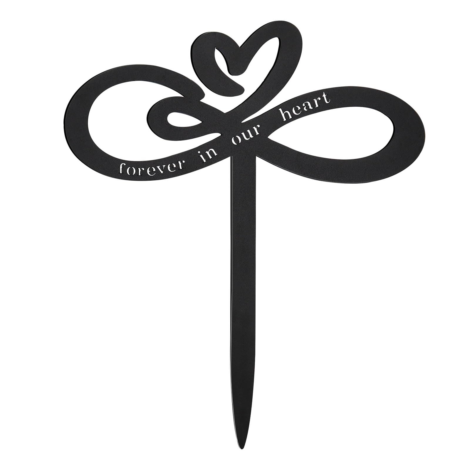 Chihutown Memorial Grave Markers, Grave Decorations for Cemetery, Memorial Stake Markers of Forever in Our Heart, Metal Sympathy Grave Plaque, Outdoor Yard Remembrance Stake