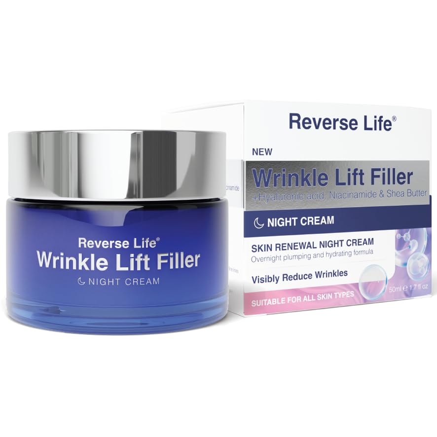 Reverse Life - Night Cream - Face Cream for Wrinkles with Lifting and Filling Properties - Contains Hyaluronic Acid, Marine Collagen & Retinol - 50ml