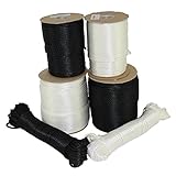 SGT KNOTS Dacron Polyester Rope (3/16 inch) Solid Braid Black or White - Moisture, Oil, UV, Rot Resistant - Boating, Anchor, Towing, Mooring Lines, Antenna Guy Line, More (250 feet - Black)