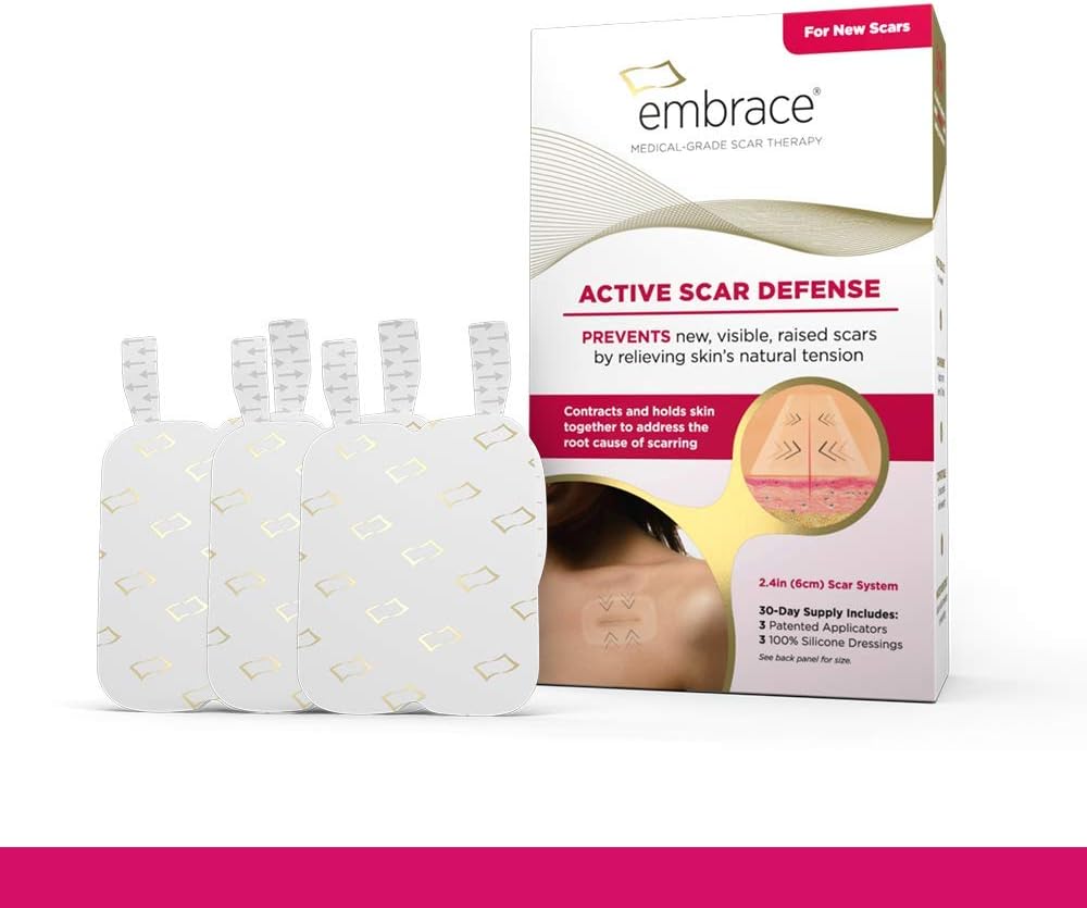 Embrace Active Scar Defense for New Scars, FDA-Cleared Silicone Scar Sheets (SIZE Medium (2.4 Inch)) 30 Day Supply