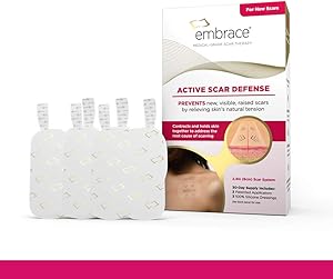 Embrace Active Scar Defense for New Scars, FDA-Cleared Silicone Scar Sheets (SIZE Medium (2.4 Inch)) 30 Day Supply