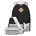 School Backpacks for Teen Girls Bookbags Lightweight Canvas Backpack Schoolbag Set (Black)