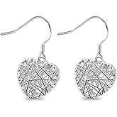 925 Sterling Silver Heart Drop Earrings, Perfect for Women and Teen Girls, Unique Handmade 925 Sterling Silver Earrings by Dominerva. Christmas Jewelry Gifts