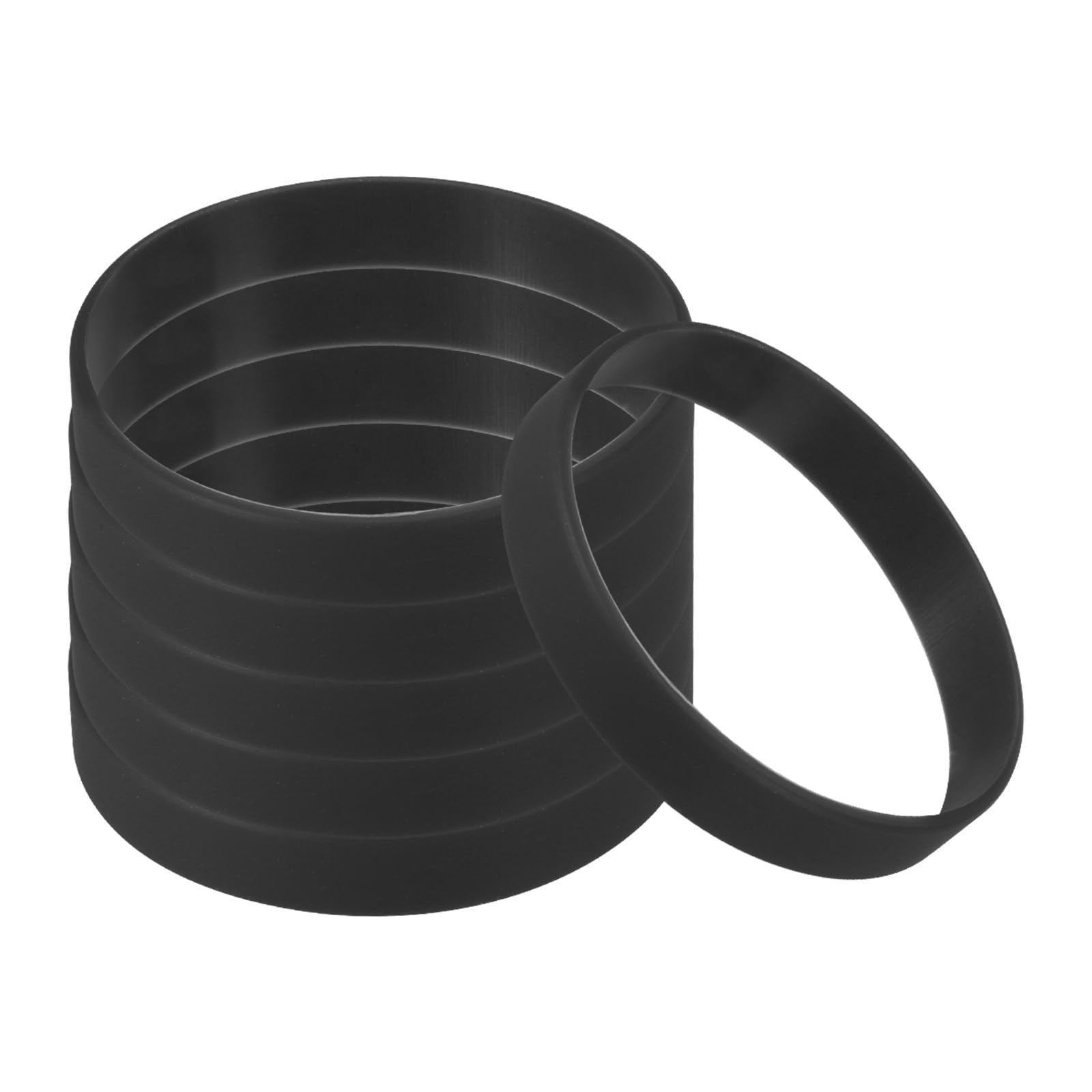 PATIKIL Silicone Bracelets, 6 Pack Rubber Elastic Colored Blank Wristbands Stretch Sports Bands for Adults Teen Sports Team Games, Black