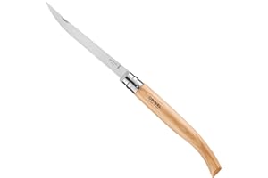 Opinel Effile Slimline Series Folding Fillet Knife – Slim Blade Folding Knife, Virobloc Locking Collar, Sustainably Harvested Wood Handles, Updated Blade Profile (Beechwood/No.15)