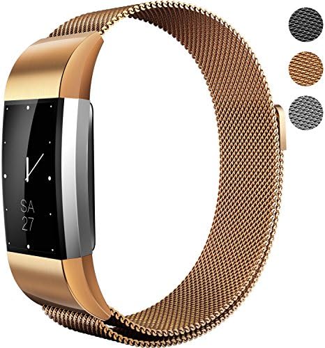 XINKEJI Fitbit Charge 2 Bands Milanese Mesh Loop Wristband Magnetic Closure