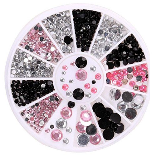 DDLBiz 3D Acrylic Nail Art Tips Decoration Flat Back Glitter Rhinestones Pearls Beads