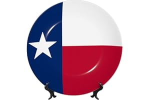 ZQYTGFDC Flag of Texas 8in Bone China Decorative Plate Ceramic Dinner Plates Art Crafts with Display Stand