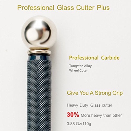 Bloomoak Heavy Duty Professional Glass Cutter,Oil Carbide Glass Cutter,0.2-0.6 INCH Thickness Glass,Great for Mosaic/Tiles/Stained Glass Cutter Tool,with A Gift Box