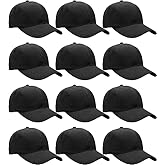 Generic Plain Blank Black Caps with Adjustable Strap (12PCS), Medium