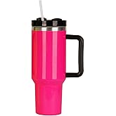 HIZEE Insulated 40oz Sublimation Tumbler with Handle&Straw &Lid - Cupholder Friendly Travel Mug - Insulated Stainless Steel Double Wall Spill Proof Water Bottle - Gifts for Women Men Him Her (pink)