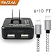 Sunggo Dual wall charger iPhone iPad Charger / Samsung Android Micro USB Charger / Travel Dual-USB 2.4 A Wall Charger + 2 Pack（6Ft 10Ft） iPhone lightning Cable