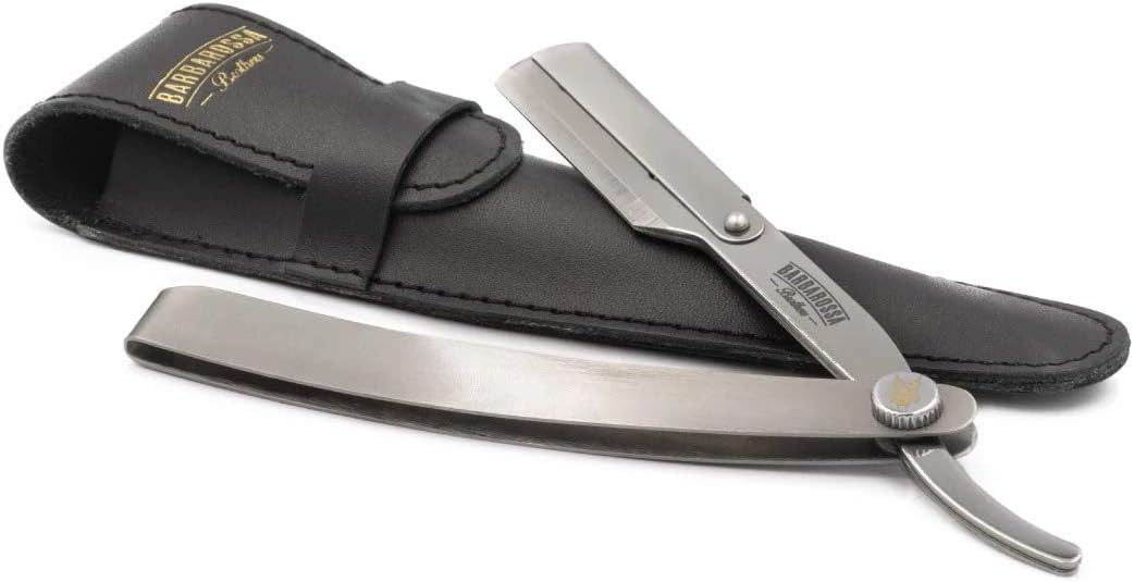 Barbarossa Brothers 'The Jolly Roger' Cut Throat Stainless Steel Straight Barber Razor - Professional Manual Folding Shaving Razor