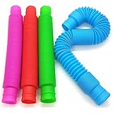 BUNMO Pop Tubes - Sensory Toys - Toddler Toys - Imaginative Play & Stimulating Creative Learning - Hours of Fun for Kids - Tons of Ways to Play - Non-Mouthable Toy 3+ - 4 Pack Large