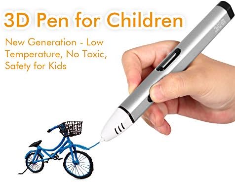 3D pen for Kids Children Adults Drawing, the 4th Generation Low Temperature, Doodling, 3D Modeling and Education, Aluminum Body - No Toxic No Clog and Safety for Child, PCL Filament Support 3d printer