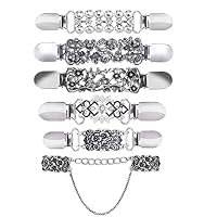 Creatiee 6 Pieces Vintage Sweater Shawl Clip, Retro Flower Patterns Cardigan Collar Clips Shirts Dresses Shawl Clip Gift for Women Girls - 6