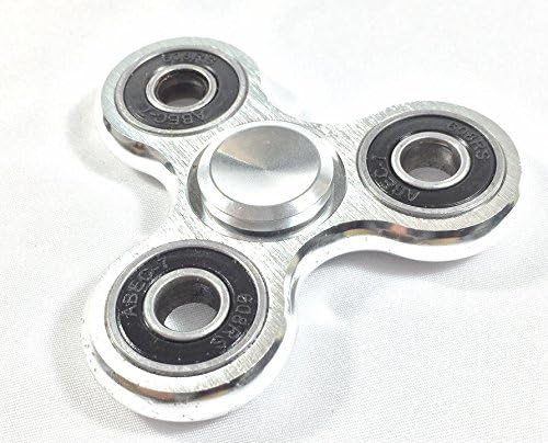 Metal Fidget Hand Spinner Aluminum With Brand New Tri Spinner Prime Toy With Premium Anxiety Toy Helps Focus For Kids And Adults Stress Reducer - Silver