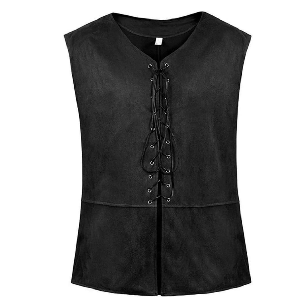 Men's Medieval Vest, Vintage Renaissance V-Neck Lace-up Waistcoat Drawstring Pirate Costume, Sleeveless Retro Steampunk Viking Vest Gothic Victorian Suede Leather Pirate Tank Top for Halloween Cosplay
