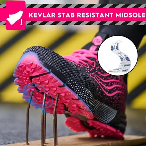 ISOOUS Safety Shoes Men Women Comfortable Work Shoes Lightweight with Steel Toe Breathable Anti-puncture