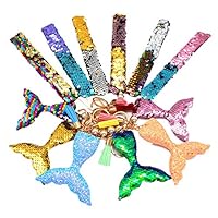 XAUIIO Mermaid Slap Sequin Bracelet, Mermaid Tail Keychains, Two-Color Decorative Magic Charm Reversible for Bags Car Key Phone Accessories Wedding Party Gifts,12Pcs