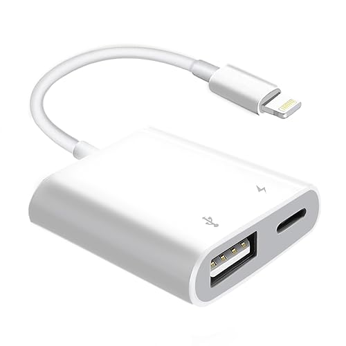 Apple MFi Certified] Lightning to USB Camera Adapter with Charging
