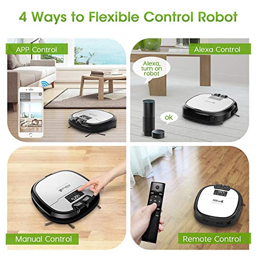 HoLife Robot Vacuum Cleaner Automatic Charge Schedule Cleaning Auto-Detection Vacuum Cleaner with Built in Camera, APP, Alexa, Remote Control for Pet Hair Hard Floor & Carpets (Grey)