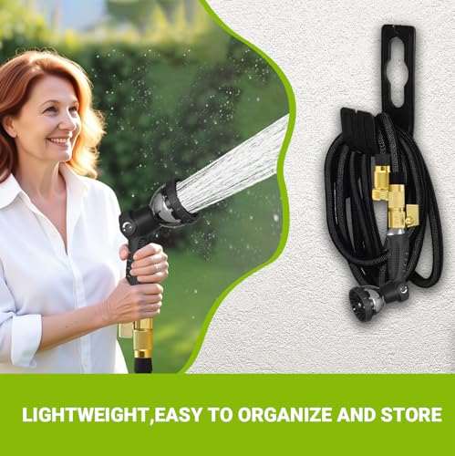50FT Garden Hose – Expandable Garden Hose with10 Pattern Spray Nozzle, Aluminum Alloy Copper Plated 3/4 inch Connector – Lightweight, Durable, and Kink-Free, Retractable Water Hoses Black