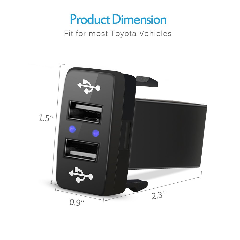 Amazon.com: MICTUNING UC001 2.1A Dual USB Power Socket for Smart Phone PDA  iPad iPhone Charger for Toyota: Automotive