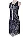 KAYAMIYA Women's 1920s Sequined Paisley Pattern Fringe Gatsby Flapper Dress