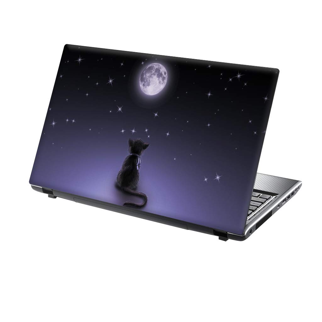 TaylorHe 15.6 inch 15 inch Laptop Skin Vinyl Decal MADE IN ENGLAND Moonlight Kitten Cute Cartoon