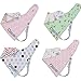 Precious Gift Baby Bib Burp Cloths – Leash Attachment for Teething Toys or a Pacifier. Set of 4 Reversible Bandana Style Burpy Bibs. Perfect Shower or Registry Gift Sets! (Girls)