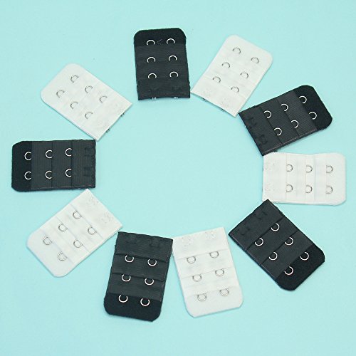 10x Bra Extender Strap Replacement 2 Hooks Row Black White Color Women Ladies - Thumbnail 2
