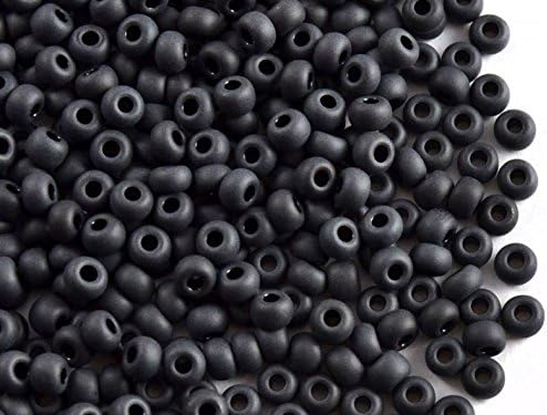 20gr (approx. 420 pcs.) 7/0 Preciosa Czech Glass Seed Beads Rocailles, Black Matte