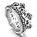 INBLUE Men's Stainless Steel Ring Band Silver Tone Black Royal King Crown Knight Fleur De Lis Cross