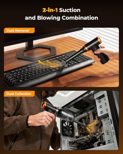 K&F CONCEPT 2 in 1 Air Blower, 300000 RPM Powerful Wireless Mini Blower | Aluminium Case | 9 Nozzles | for Cleaning PC Car Keyboard Outdoor Environment