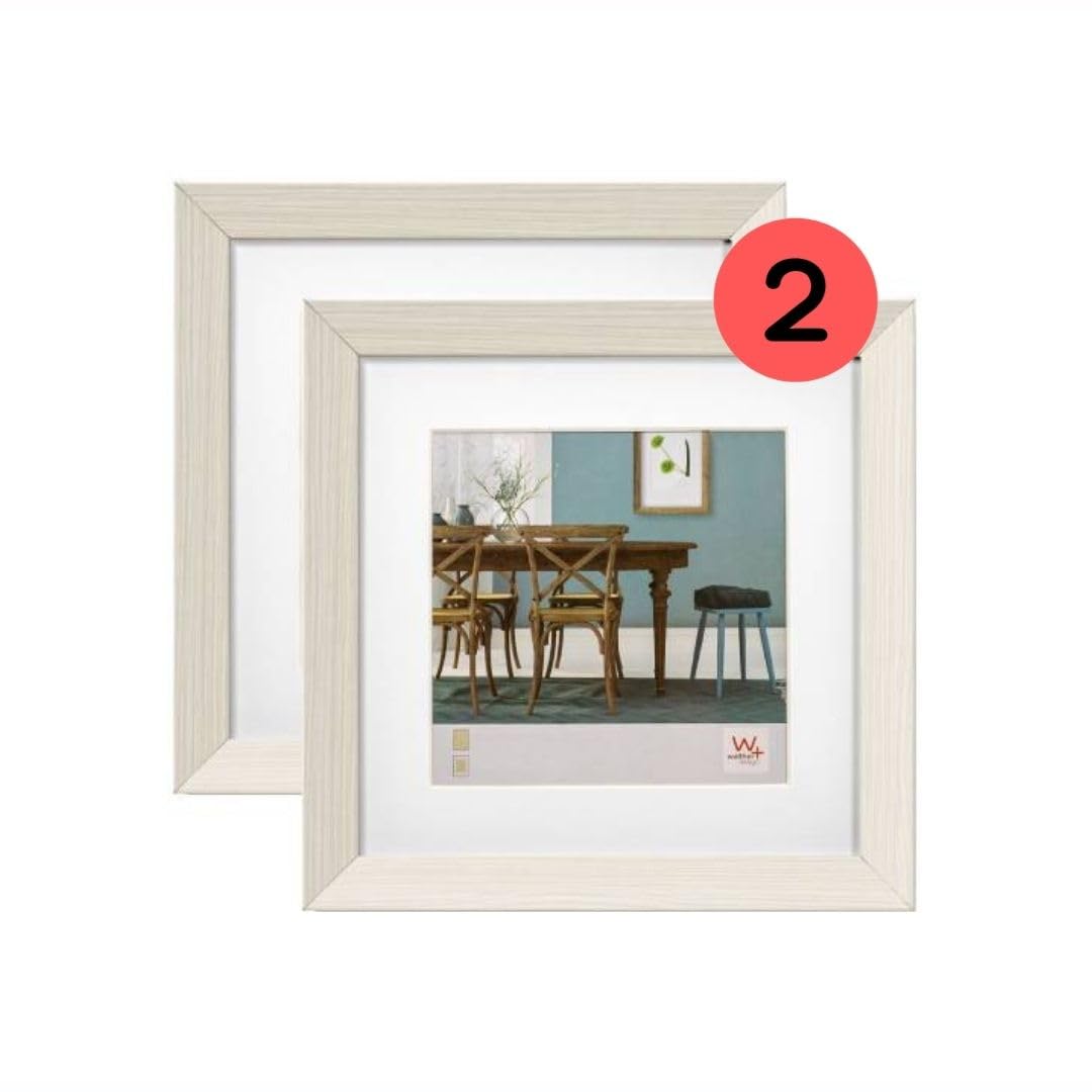 walther design EF220W3 Fiorito Picture Frame, White, 20 x 20 cm, Pack of 2, Wooden Frame with Passe-Partout — image 1