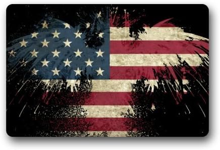 23.6"(L) x 15.7"(W) Door Mat Artistic Designer from Mr Kill Designs Stylish, Decorative, Unique, Cool, Fun, Funky Bathroom - USA Flag Eagle
